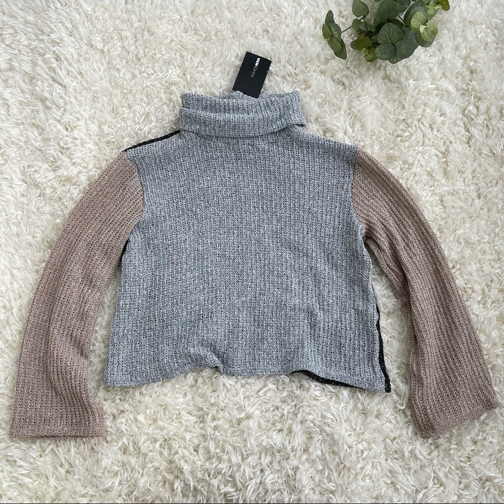 Fashion Nova color‎ block turtleneck knit sweater